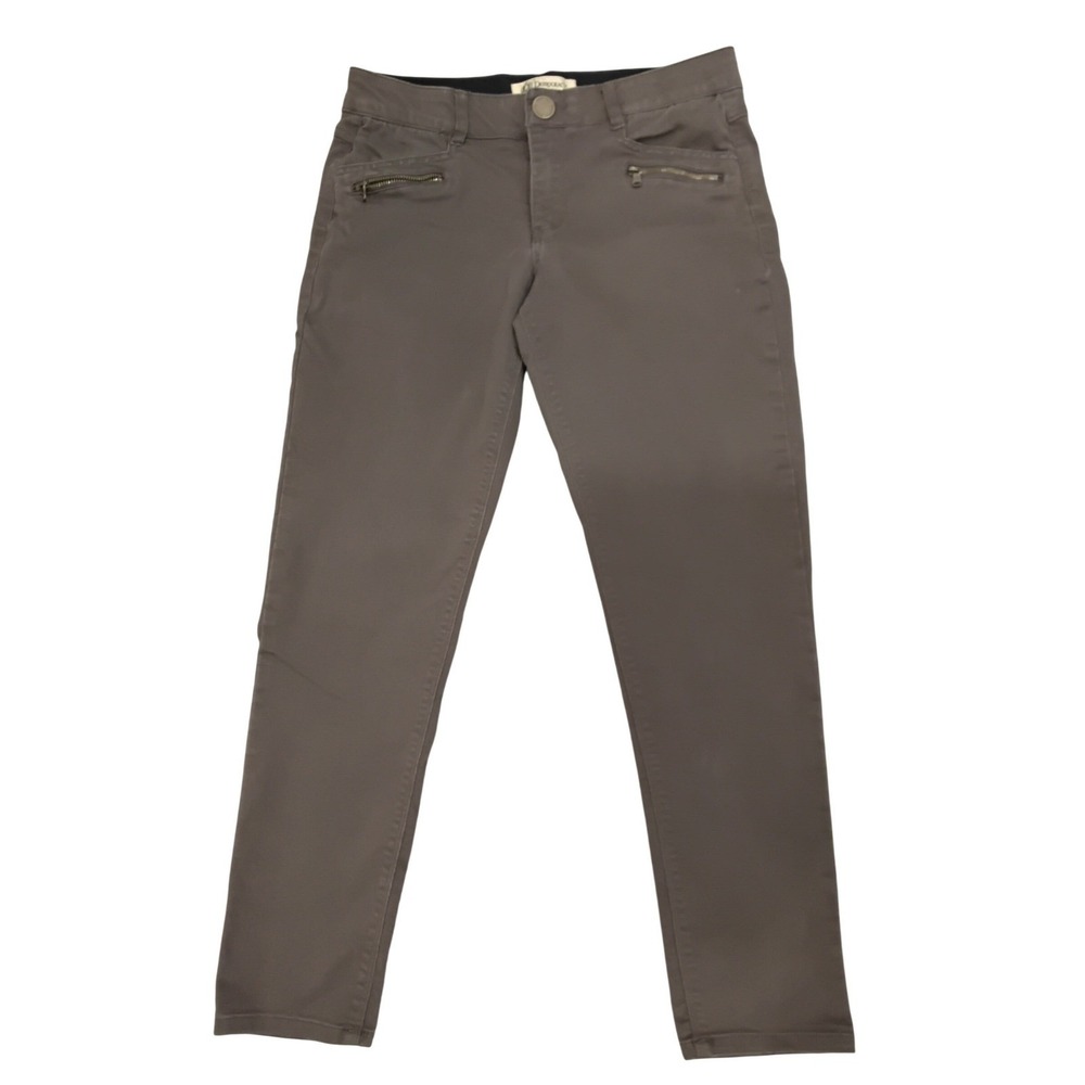 Democracy Ab Solution‎ Skinny Pants Taupe Brown Zipper Pockets Womens-8